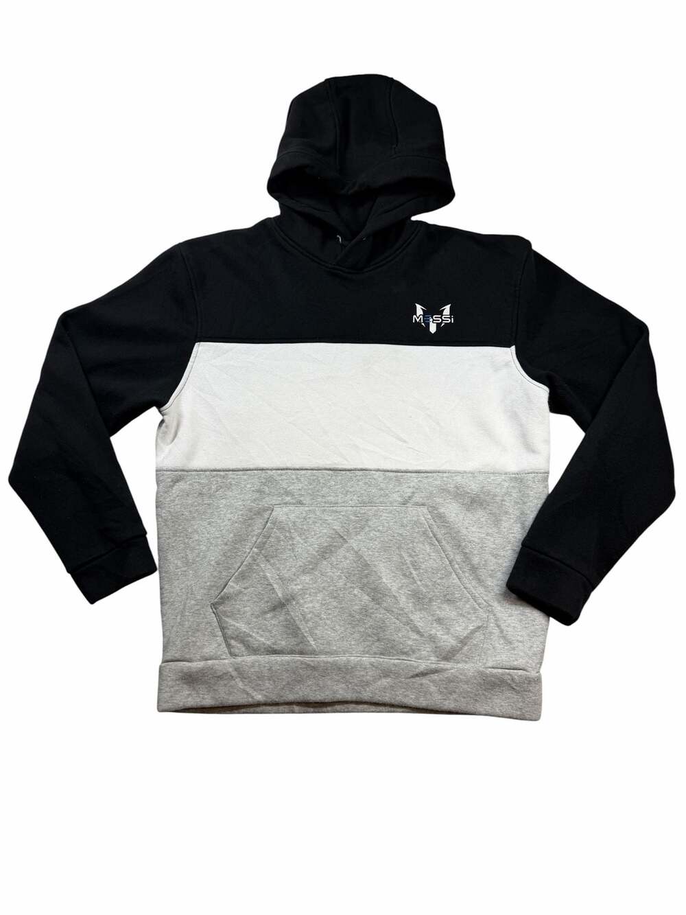 Messi Hoodie Mens Medium Black Gray Colorblock Pullover Soccer Sweatshirt